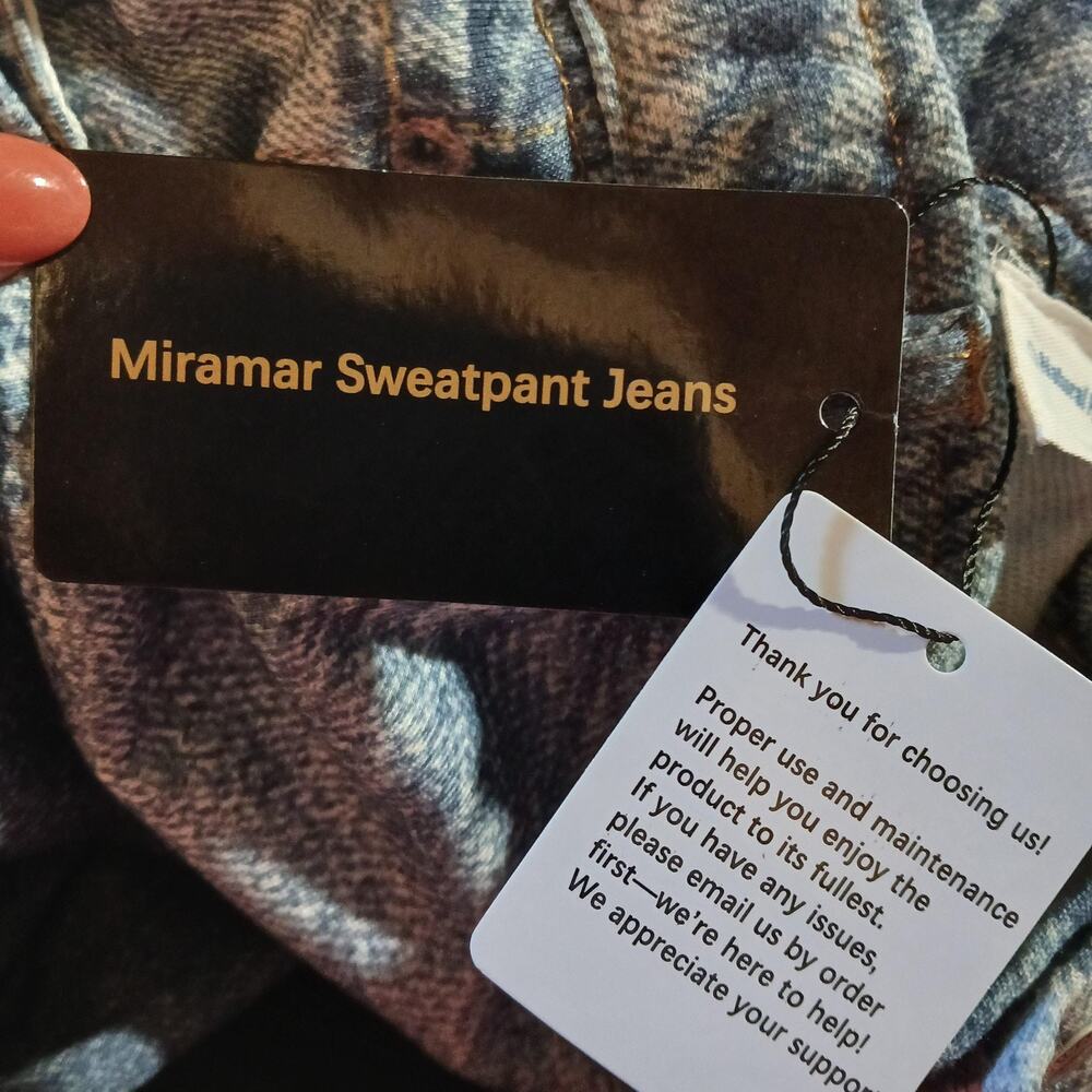 Miramar Sweatpant Jeans Womens Medium NWT Blue Wide Leg High Rise Soft Stretch - Picture 3 of 11